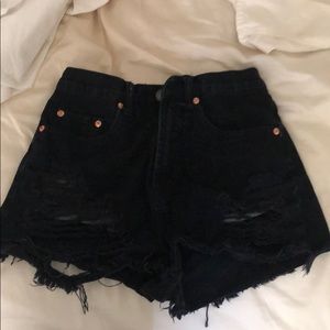 Black jean shorts